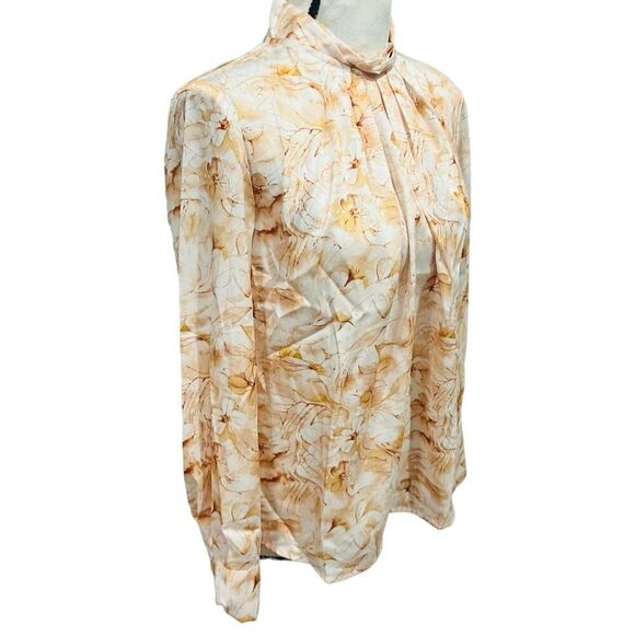 Shein MOTF Premium Gathered Mock Neck Blush Floral Blouse Top size small - Picture 9 of 16